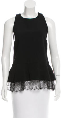 Wes Gordon Lace-Trimmed Peplum Top w/ Tags