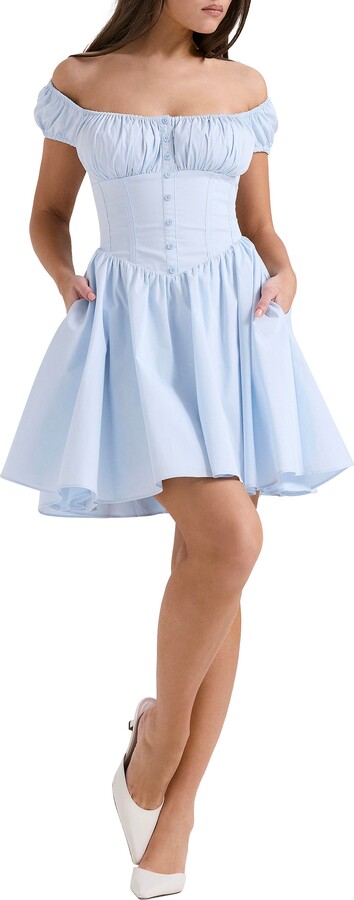 Nala Puff Sleeve Cotton Blend Minidress