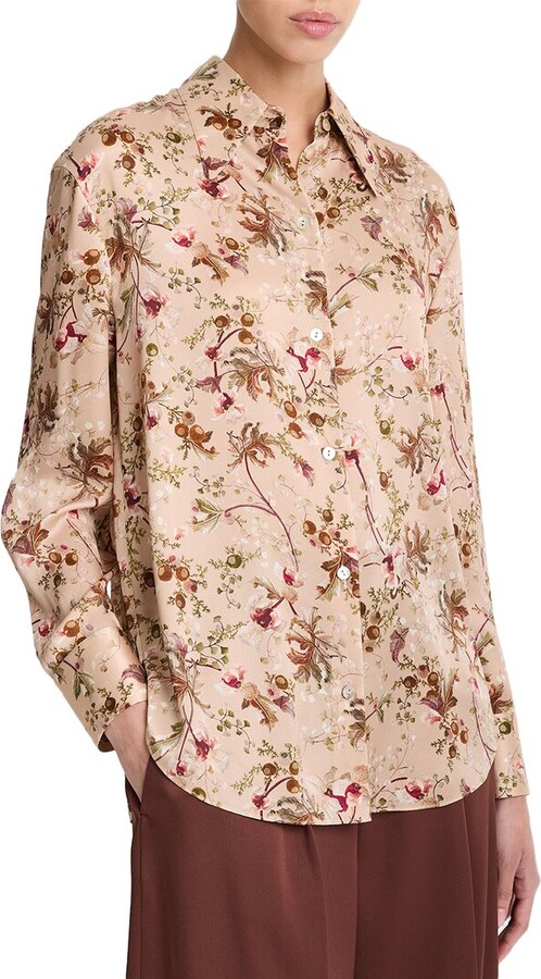 Vince Orchid Vine Bias Silk Blouse