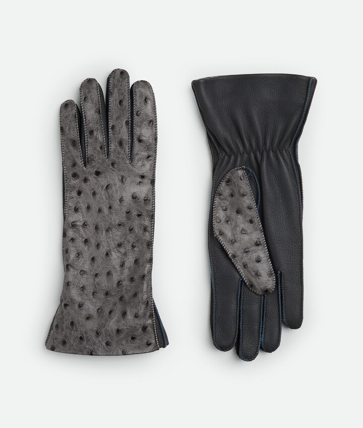 Bottega OstrichEffect Leather Gloves ShopStyle