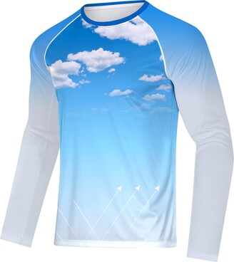 voofly SPF T-Shirt for Men UV Sun Protection UPF 50+ Long Sleeve Gym Shirt  Breathable Comfortable Thin Fishing Sweatshirt Blue XXL - ShopStyle