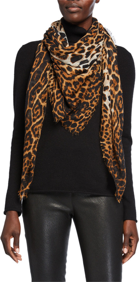 saint laurent leopard scarf