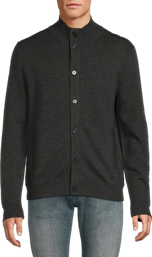 Bruno Magli Mock Turtleneck Merino Wool Cardigan