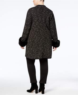 Alfani Plus Size Faux-Fur-Cuff Cardigan, Created for Macy's