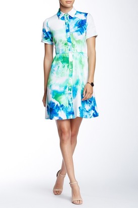 Donna Ricco DR21301JP Collared Button Floral Short Sleeve Dress
