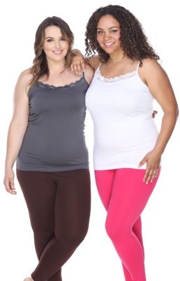 White Mark Women's Plus Size Lace Tank Tops (Pack of 2)