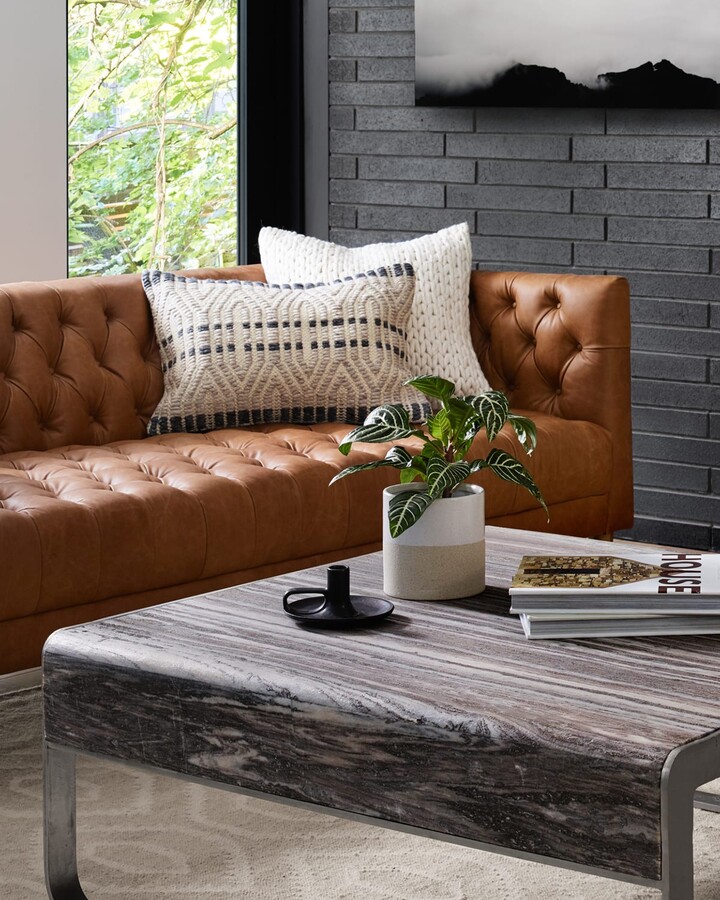Four Hands Lena Leather Tufted Sofa ShopStyle