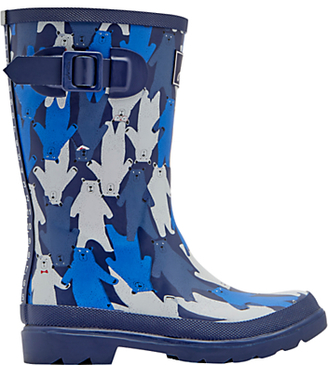 Joules Little Joule Children's Bear Camo Wellington Boots, Blue