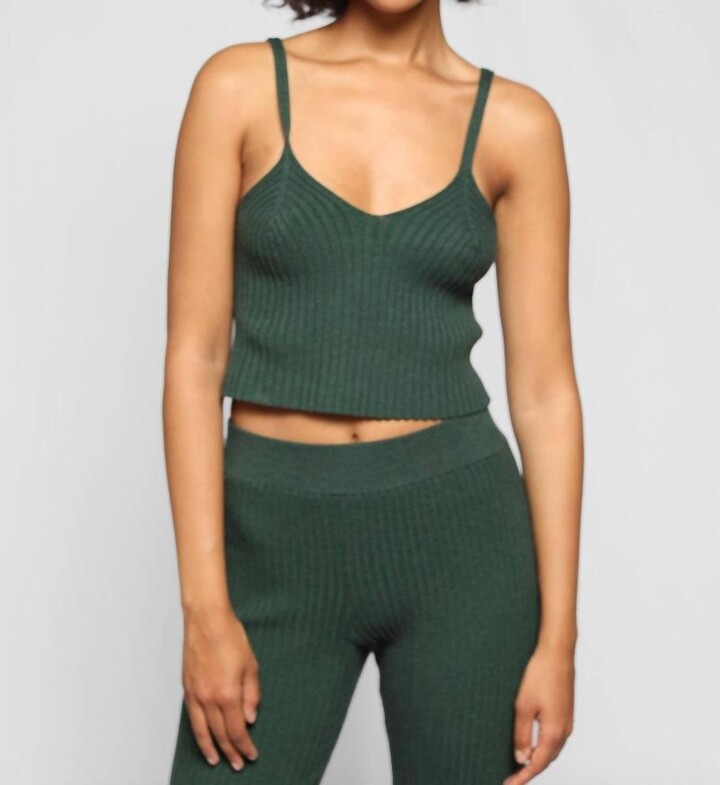 The Range Blended Knit Corset Tank In Emerald