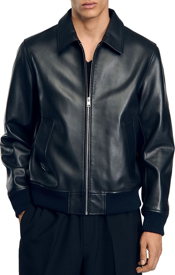 Sandro Thomas Leather Full Zip Jacket ShopStyle