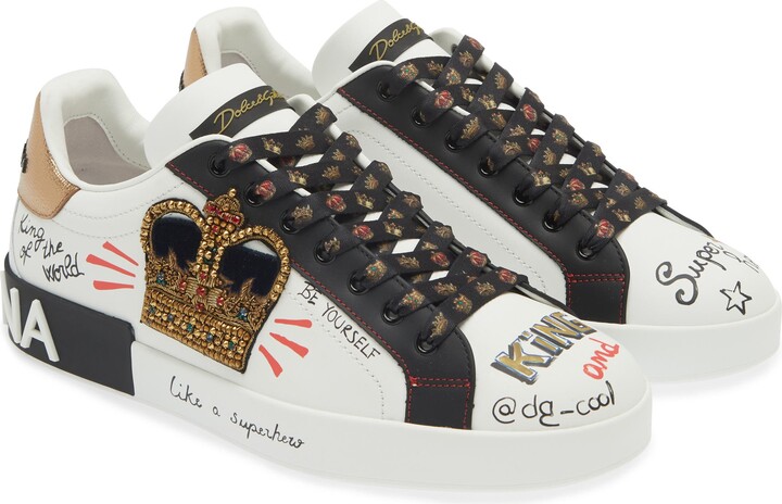 Dolce & Gabbana Portofino Graffiti Embellished Sneaker