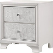 Everly Quinn Elegant Two Nightstand In Crisp White With Crocodile Accent Solid Wood Frost And Crocodile Texture