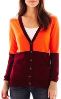 Thumbnail for your product : JCPenney jcp Front-Pocket Cardigan Colorblock - Petite
