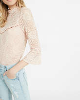 Thumbnail for your product : Express Lace Mock Neck Bell Sleeve Blouse