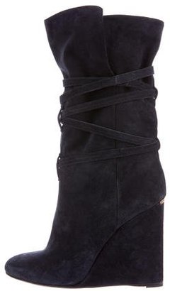 Burberry Suede Wedge Ankle Boots