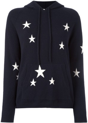 Chinti and Parker Cashmere Star Intarsia Hooded Sweater