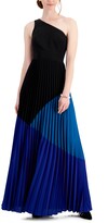 Thumbnail for your product : Aidan by Aidan Mattox One-Shoulder Pleated Colorblocked Gown