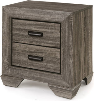 Lark Manor Weathered Gray Nightstand - Spacious 2 Storage Metal Center Glide Mechanism Classic Shaker Legs  3D Paper Veneer Edging 27\