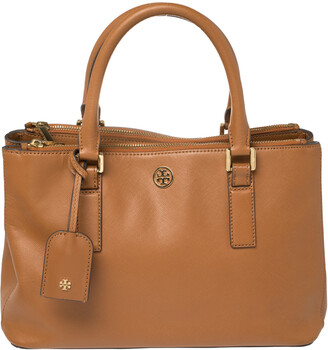 Tory Burch Brown Leather Robinson Double Zip Tote - ShopStyle