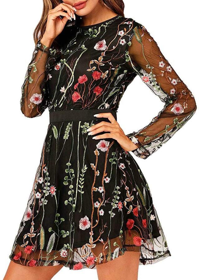 Eledobby Women Dress V Neck Sleeveless Embroidery Spaghetti Strap Long Summer Maxi Boho Floral Print Skirt Sundress