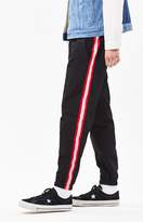 Thumbnail for your product : Pacsun PacSun Warm Up Nylon Side Stripe Black & Red Pants