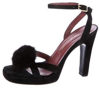 Sergio Rossi Suede Ankle Strap Sandals