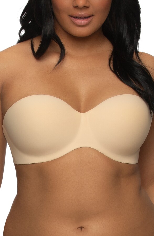 Womens Underwire Bandeau Minimizer Starpless Bras For Large Bust Pale Nude  42DD