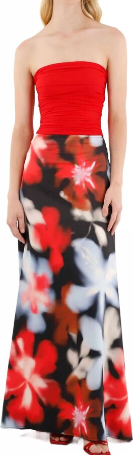 Especia Verdigris Long Maxi Skirt In Red