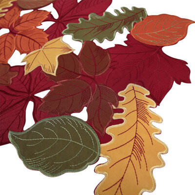 East Urban Home Thanksgiving Table Runner 72 Inches  Fall Leaves Table Runner Embroidered Fall Decorations For Home Thanksgiving Table Decoration Holiday Harvest M