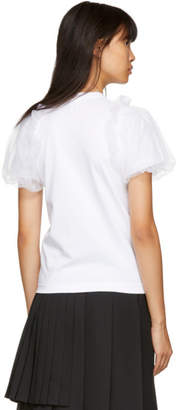 Noir Kei Ninomiya White Tulle Sleeve T-Shirt