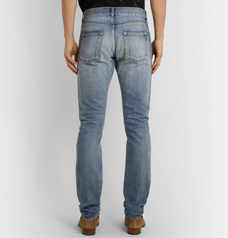 Saint Laurent Slim-Fit Distressed Denim Jeans