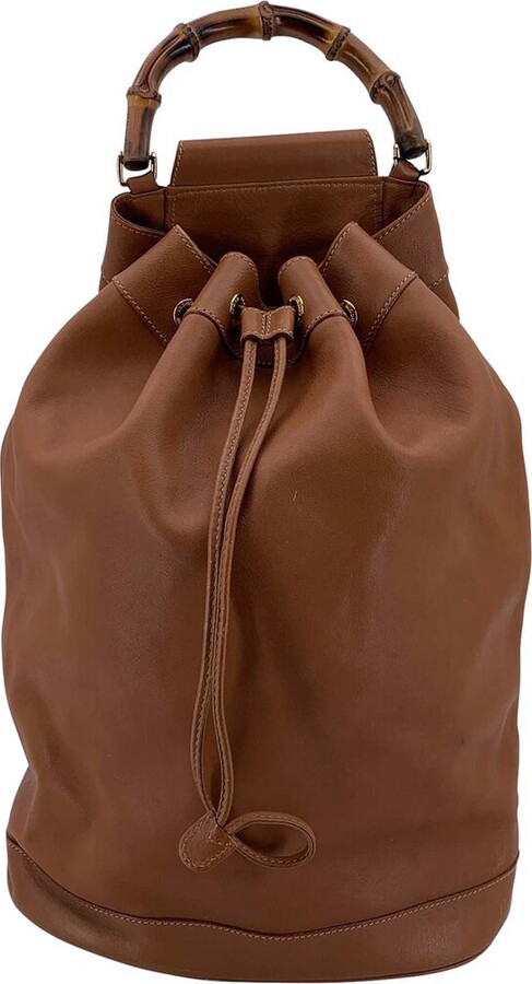 Gucci Brown Leather Bamboo Backpack (Authentic Pre-Loved)