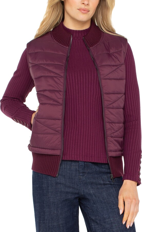 Liverpool Los Angeles Women's Quilted Zip-Front Sweater Vest