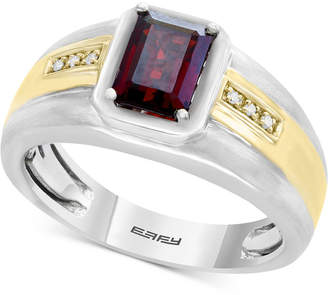 Effy Men's Garnet (1-3/4 ct. t.w.) & Diamond Accent Ring in Sterling Silver and 18k Gold