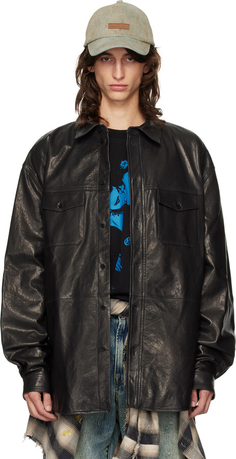 NULLUS DETACHABLE COLLAR LEATHER JACKET NULLUS Black Detachable