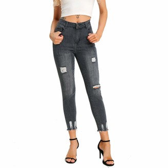 Cenfeng Women's Ripped Destroyed Jeans Stretch Skinny Denim Pants 