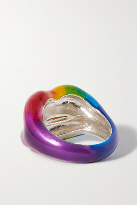 Hotlips - Silver And Enamel Ring - Blue