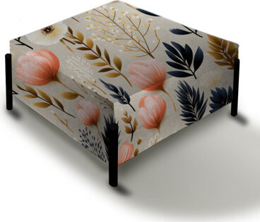Design Art Simplicity In Pink Scandinavian Flowers - Floral Large Square Ottoman