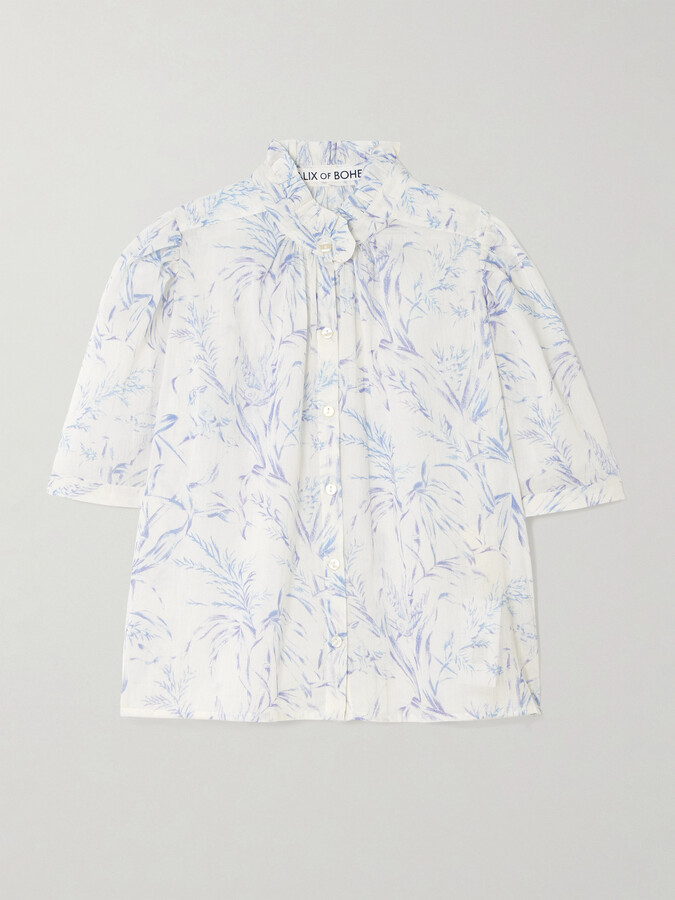 Alix of Bohemia Winn Ruffled Printed Cotton-voile Shirt - White