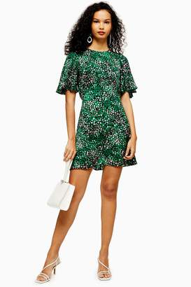 Topshop Womens Austin Spot Print Mini Dress - Green