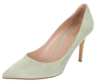 Gianvito Rossi Suede Pointed-Toe Pumps w/ Tags Green