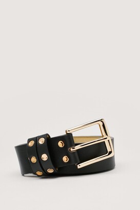 Nasty Gal Womens Faux Leather Studded Square Buckle Belt - Black - One Size