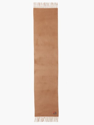 Loewe Anagram-embroidered Cashmere Scarf - Camel