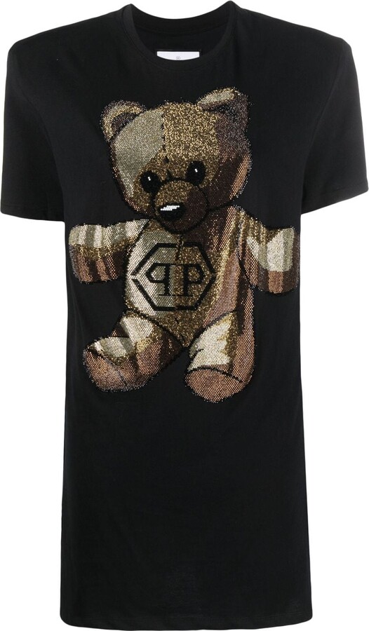 Philipp Plein Teddy Bear crystal-embellished T-shirt dress - ShopStyle