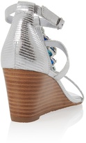 Thumbnail for your product : White House Black Market T-Strap Silver Colored Stone Wedge