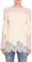 Thumbnail for your product : Ermanno Scervino Pashmina Lace-Inset Long-Sleeve Top