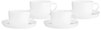 John Lewis & Partners Cornet Bone China Tea Cup & Saucer, Set of 4, White