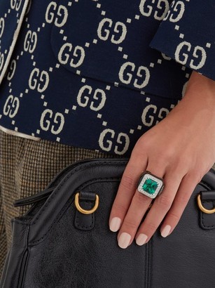 Gucci Crystal-embellished Signet Ring - Green