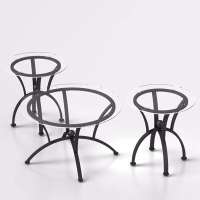 Ebern Designs 3 Piece Tempered Glass Surface Coffee Table Set, Decor Coffee Table Round End Side Table With Sturdy Construction