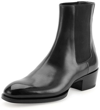 Tom Ford Chelsea Boot with Western Heel, Black